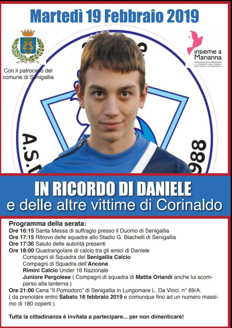 In ricordo di Daniele e delle altre vittime di Corinaldo ...